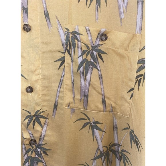 Puritan Hawaiian Bamboo  Short Sleeve Button Up Shirt  Leaves Vintage Large - Picture 2 of 6
